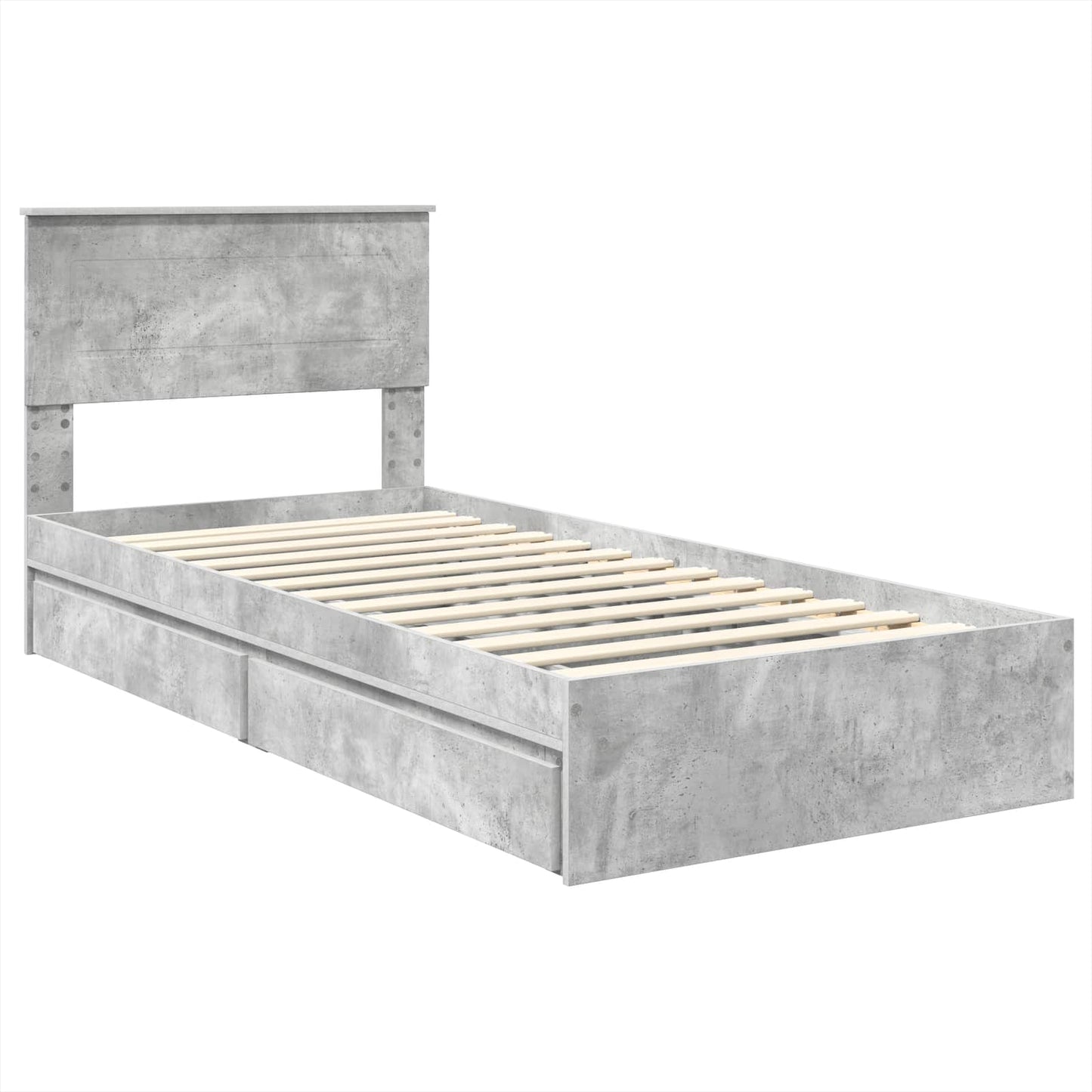 Storage Bed Concrete Grey 70 x 190 cm Engineered Wood