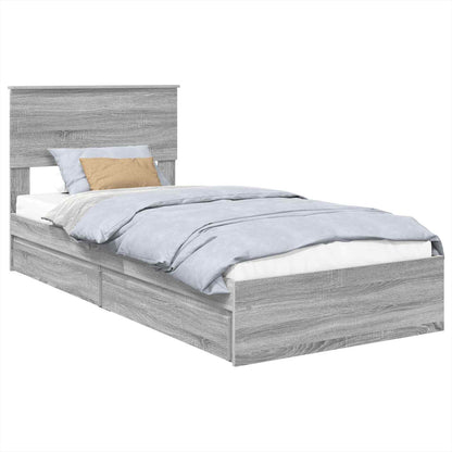 Storage Bed with Drawer Grey Sonoma 75 x 190 cm Engineered Wood