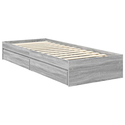 Storage Bed with Drawer Grey Sonoma 75 x 190 cm Engineered Wood