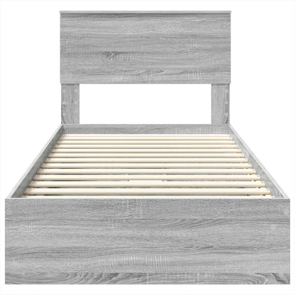 Storage Bed with Drawer Grey Sonoma 75 x 190 cm Engineered Wood