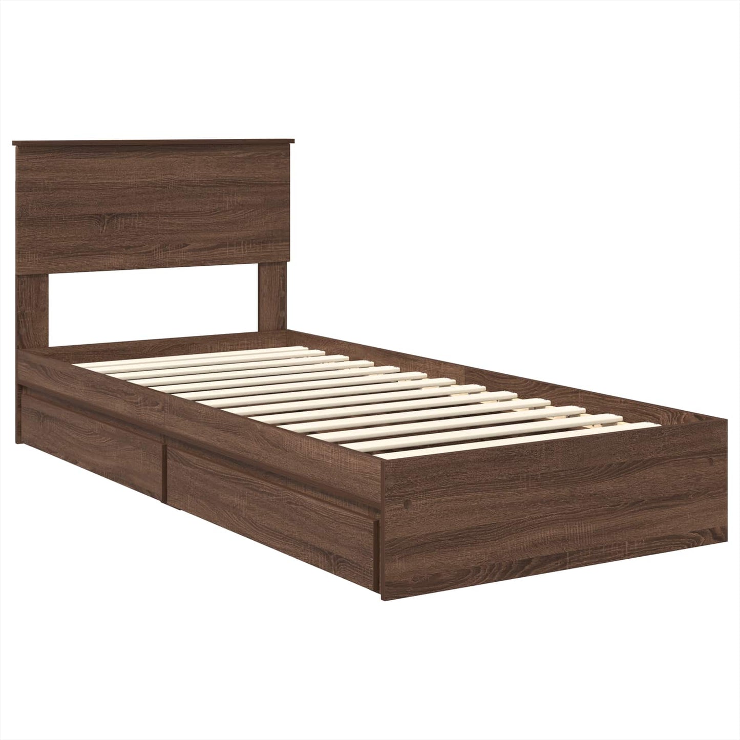 Storage Bed with Drawer Brown Oak 75 x 190 cm Engineered Wood