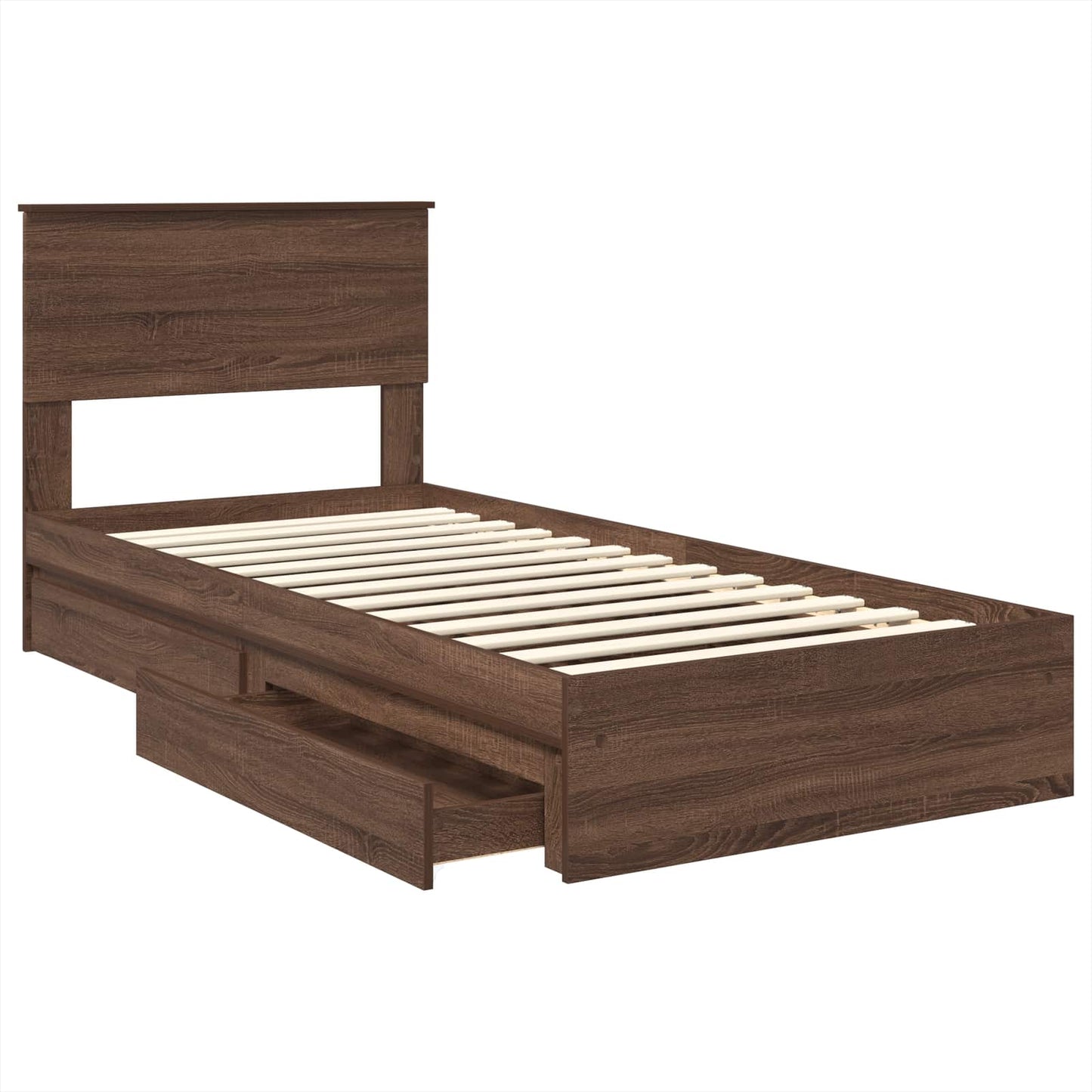 Storage Bed with Drawer Brown Oak 75 x 190 cm Engineered Wood