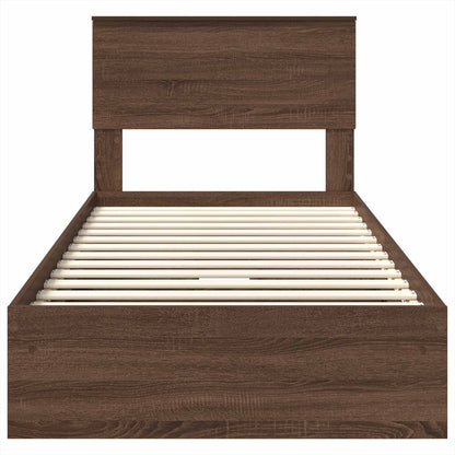 Storage Bed with Drawer Brown Oak 75 x 190 cm Engineered Wood
