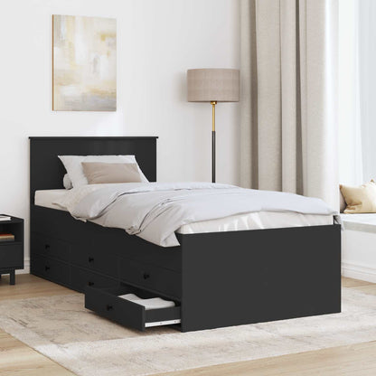 Daybed with Drawer Manual Black 100 x 200 cm Engineered Wood