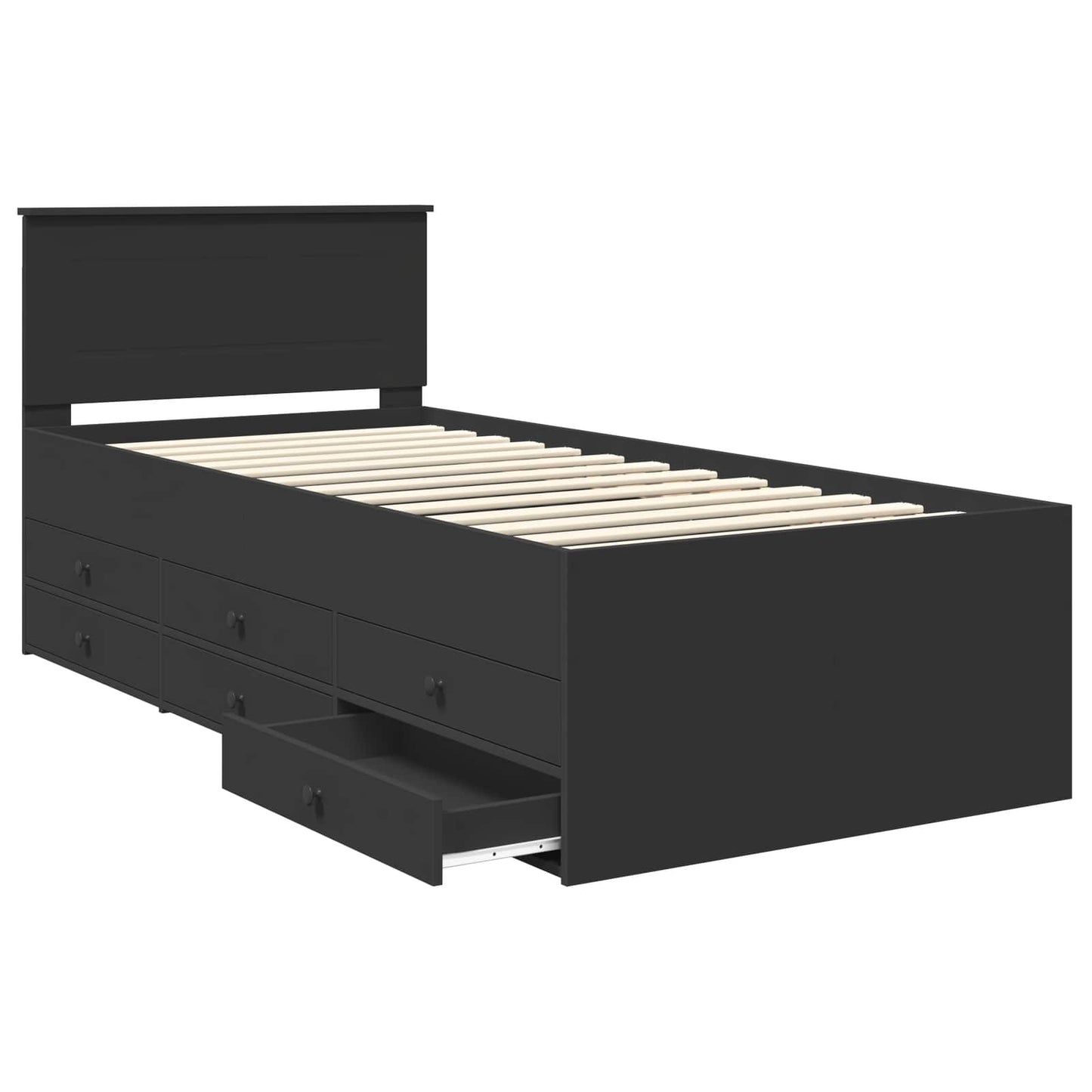 Daybed with Drawer Manual Black 100 x 200 cm Engineered Wood
