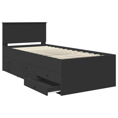 Daybed with Drawer Manual Black 100 x 200 cm Engineered Wood