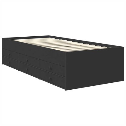 Daybed with Drawer Manual Black 100 x 200 cm Engineered Wood