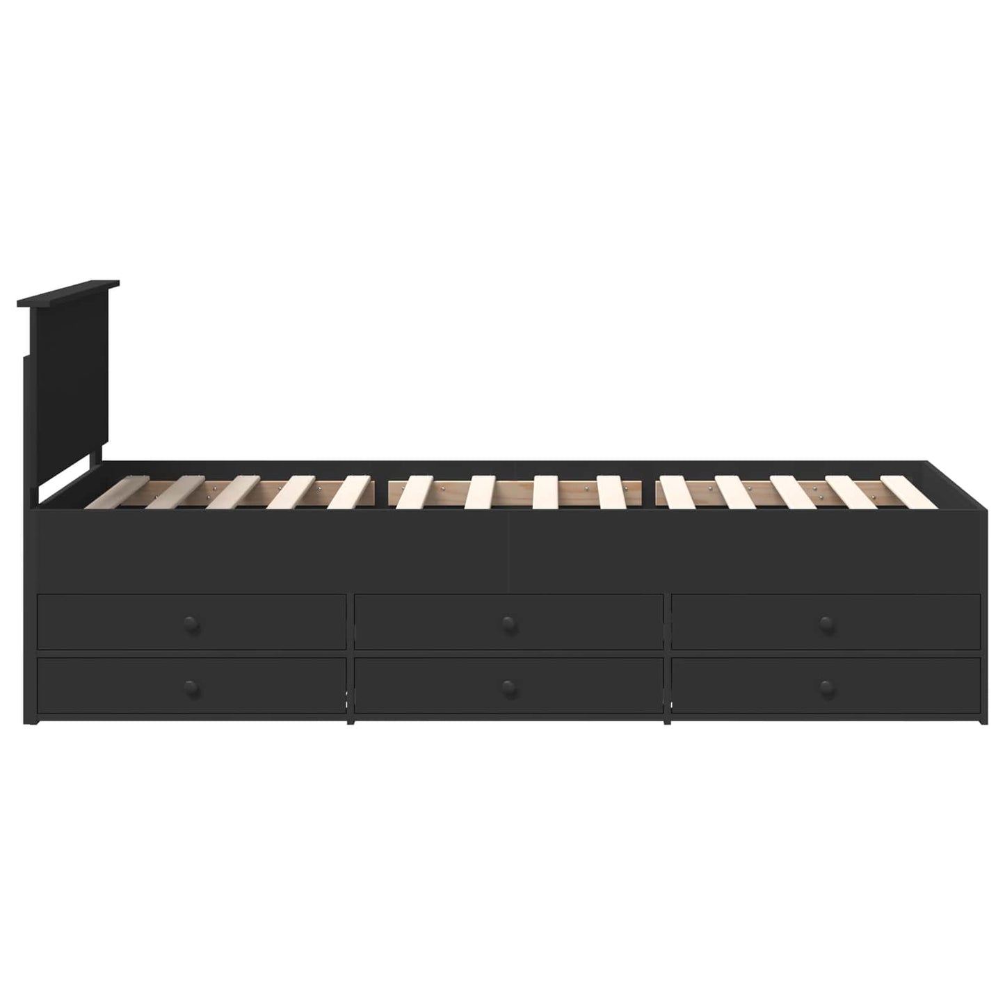 Daybed with Drawer Manual Black 100 x 200 cm Engineered Wood