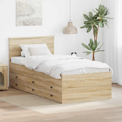 Daybed Manual Sonoma Oak and Black 100 x 200 cm Engineered Wood