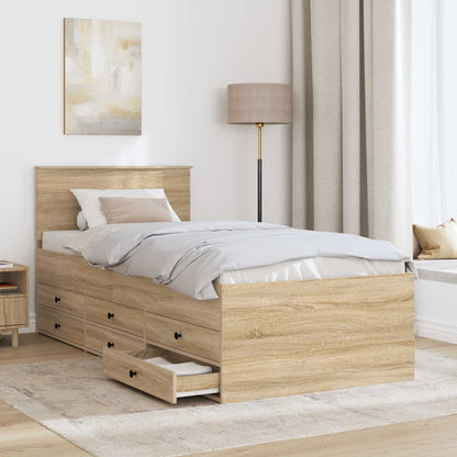 Daybed Manual Sonoma Oak and Black 100 x 200 cm Engineered Wood