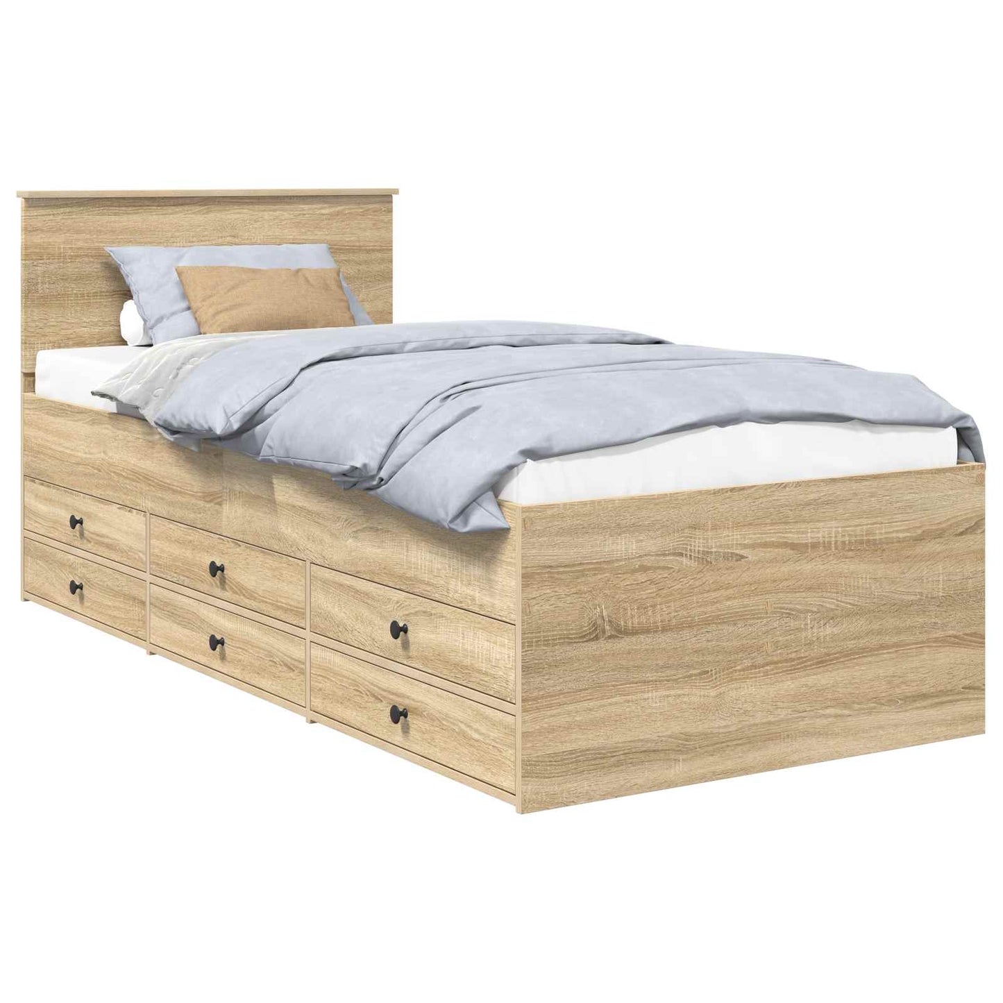 Daybed Manual Sonoma Oak and Black 100 x 200 cm Engineered Wood