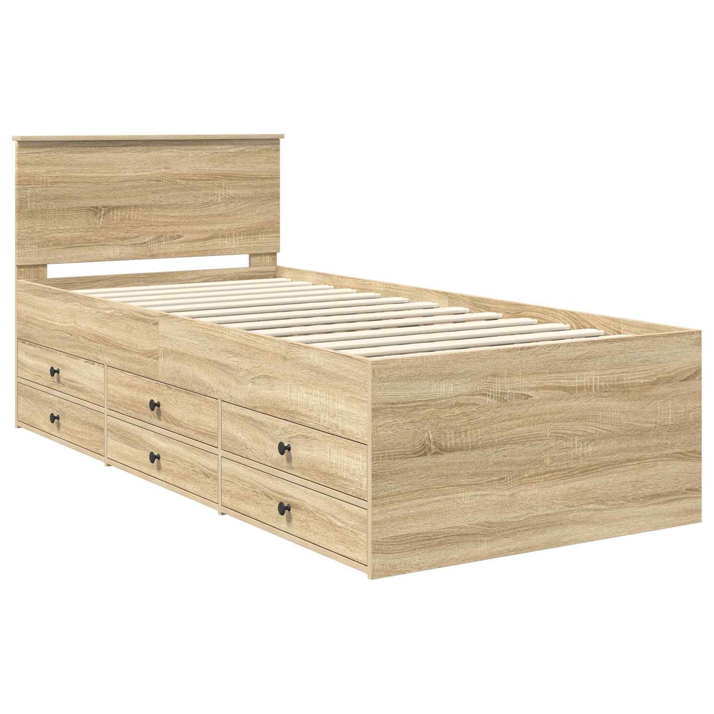 Daybed Manual Sonoma Oak and Black 100 x 200 cm Engineered Wood