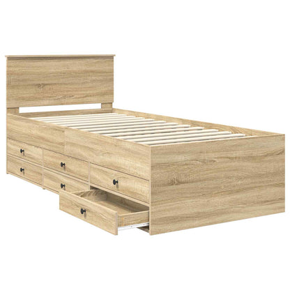 Daybed Manual Sonoma Oak and Black 100 x 200 cm Engineered Wood