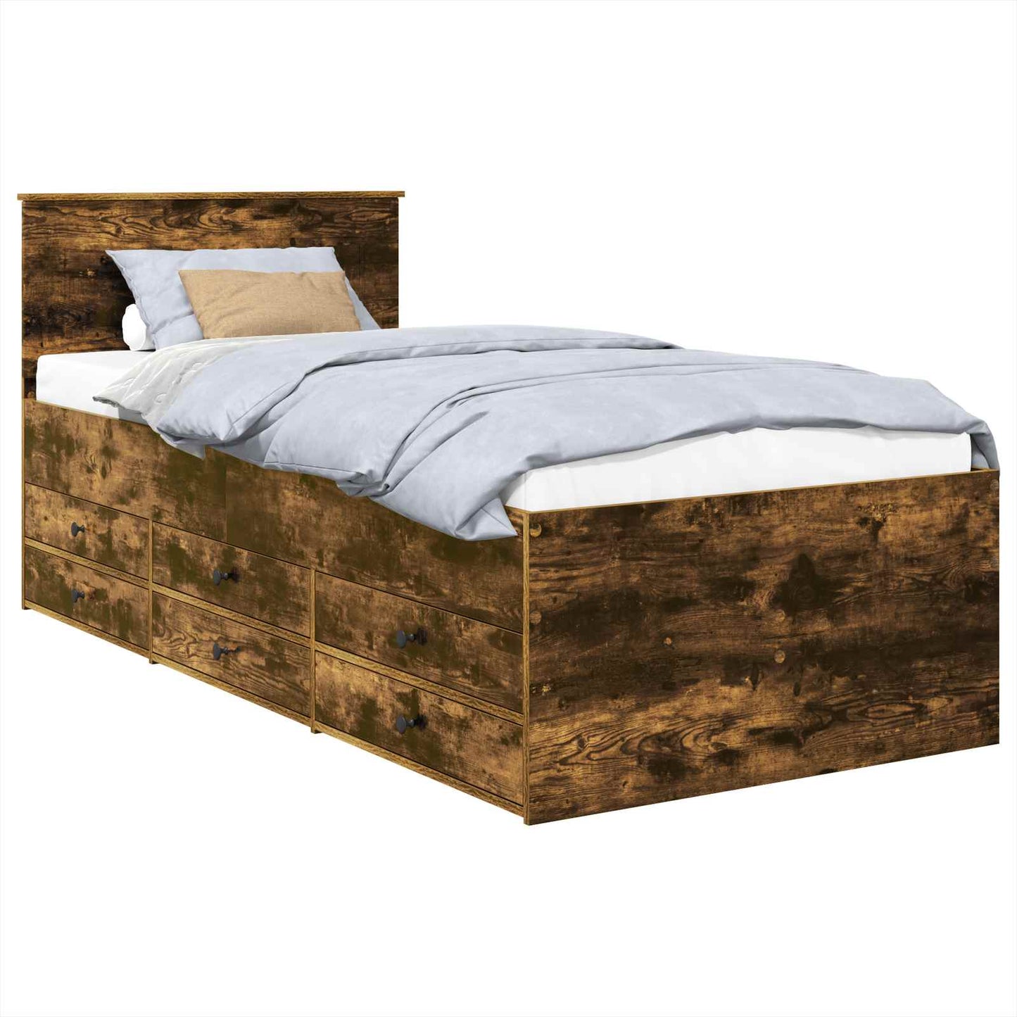 Daybed Manual Smoked Oak and Black 100 x 200 cm Engineered Wood