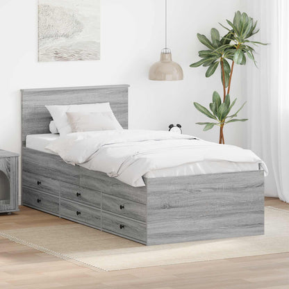 Daybed Grey Sonoma and Black 100 x 200 cm Engineered Wood