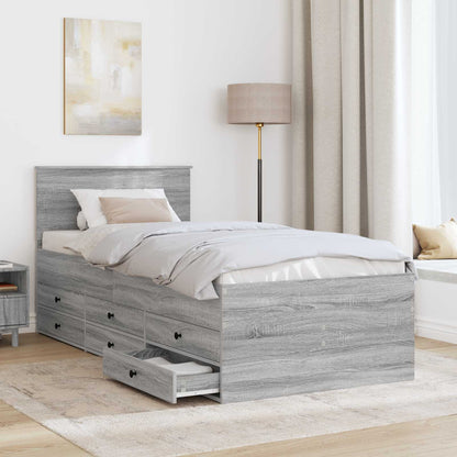 Daybed Grey Sonoma and Black 100 x 200 cm Engineered Wood