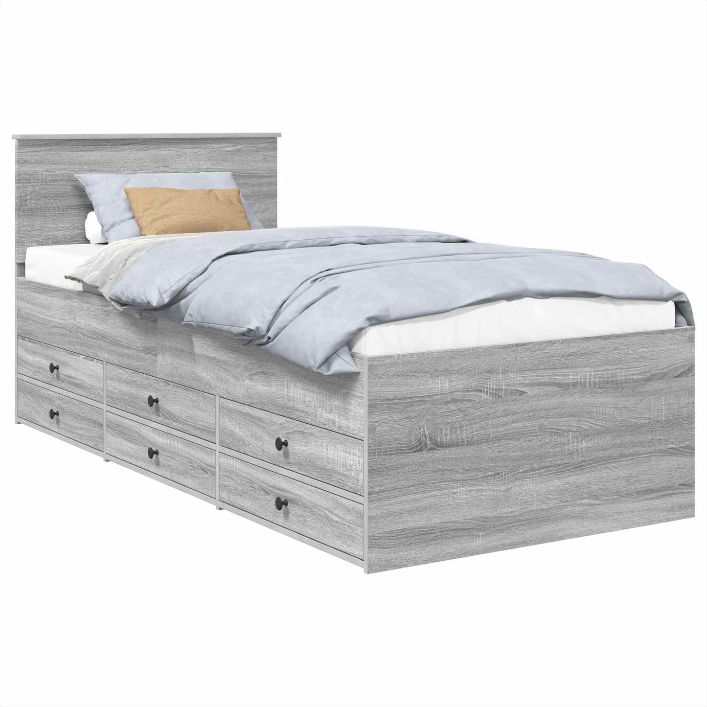 Daybed Grey Sonoma and Black 100 x 200 cm Engineered Wood