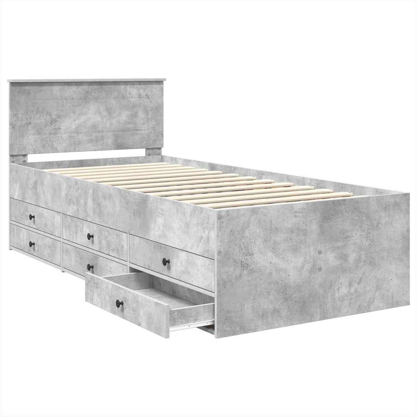 Daybed Concrete Grey and Black 90 x 190 cm Engineered Wood