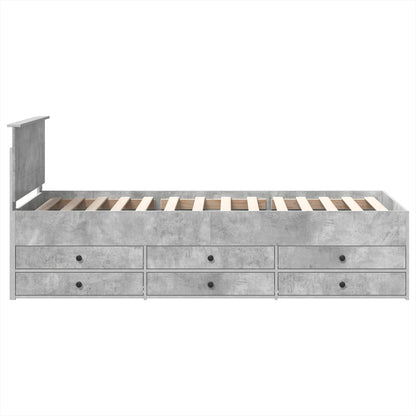 Daybed Concrete Grey and Black 90 x 190 cm Engineered Wood
