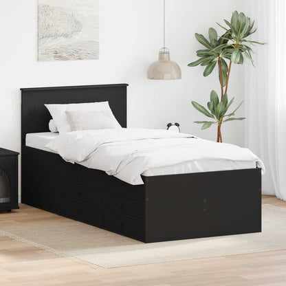 Daybed with Drawer Manual Black 90 x 200 cm Engineered Wood