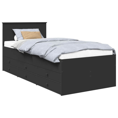 Daybed with Drawer Manual Black 90 x 200 cm Engineered Wood