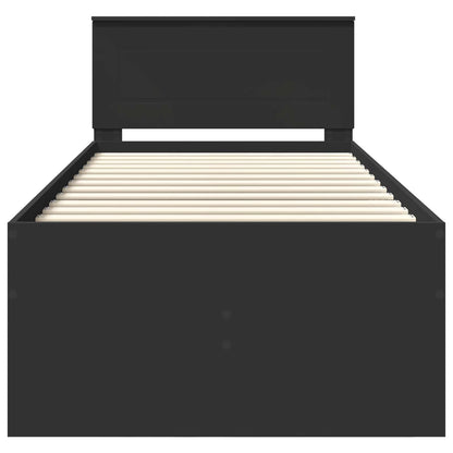 Daybed with Drawer Manual Black 90 x 200 cm Engineered Wood
