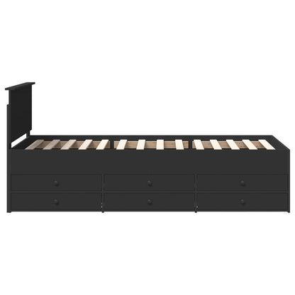 Daybed with Drawer Manual Black 90 x 200 cm Engineered Wood