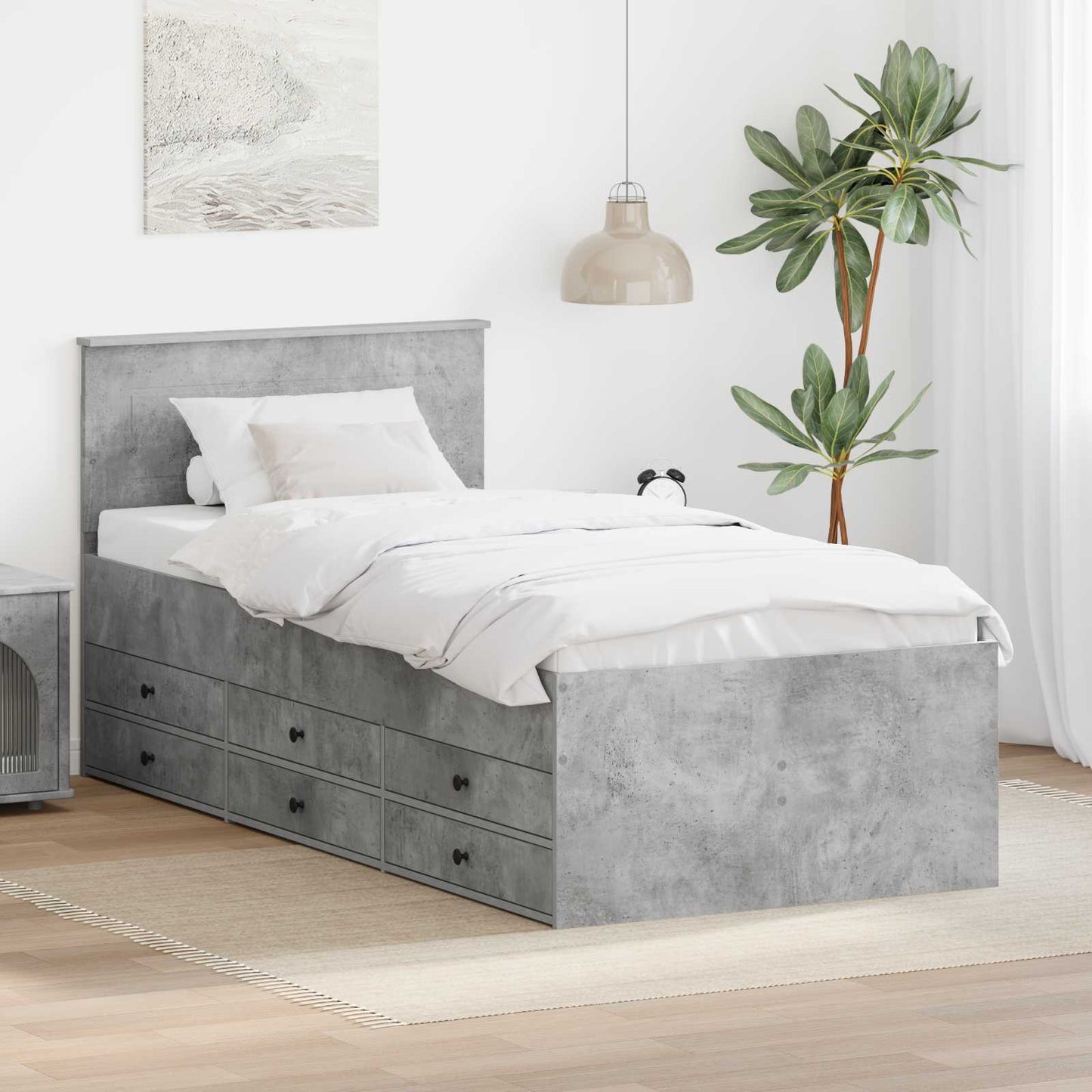 Daybed Concrete Grey and Black 70 x 190 cm Engineered Wood