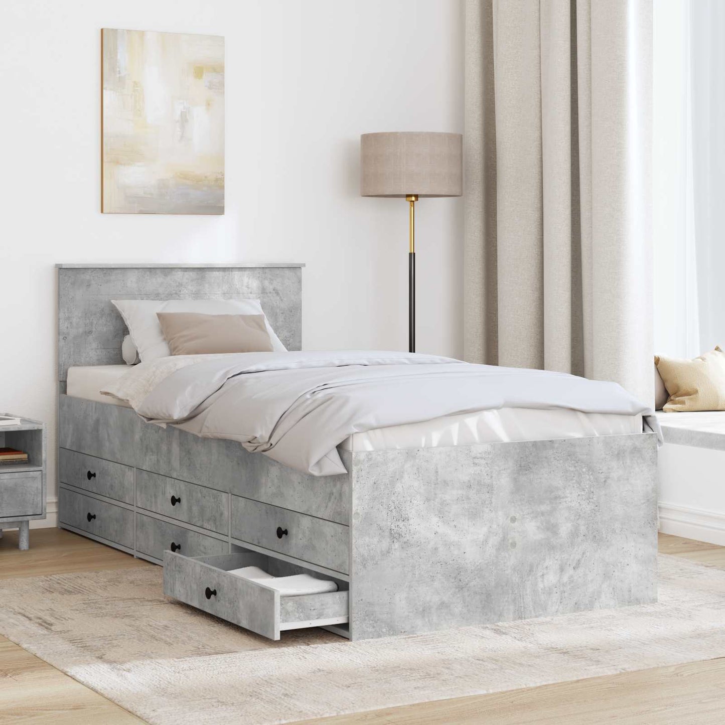 Daybed Concrete Grey and Black 70 x 190 cm Engineered Wood