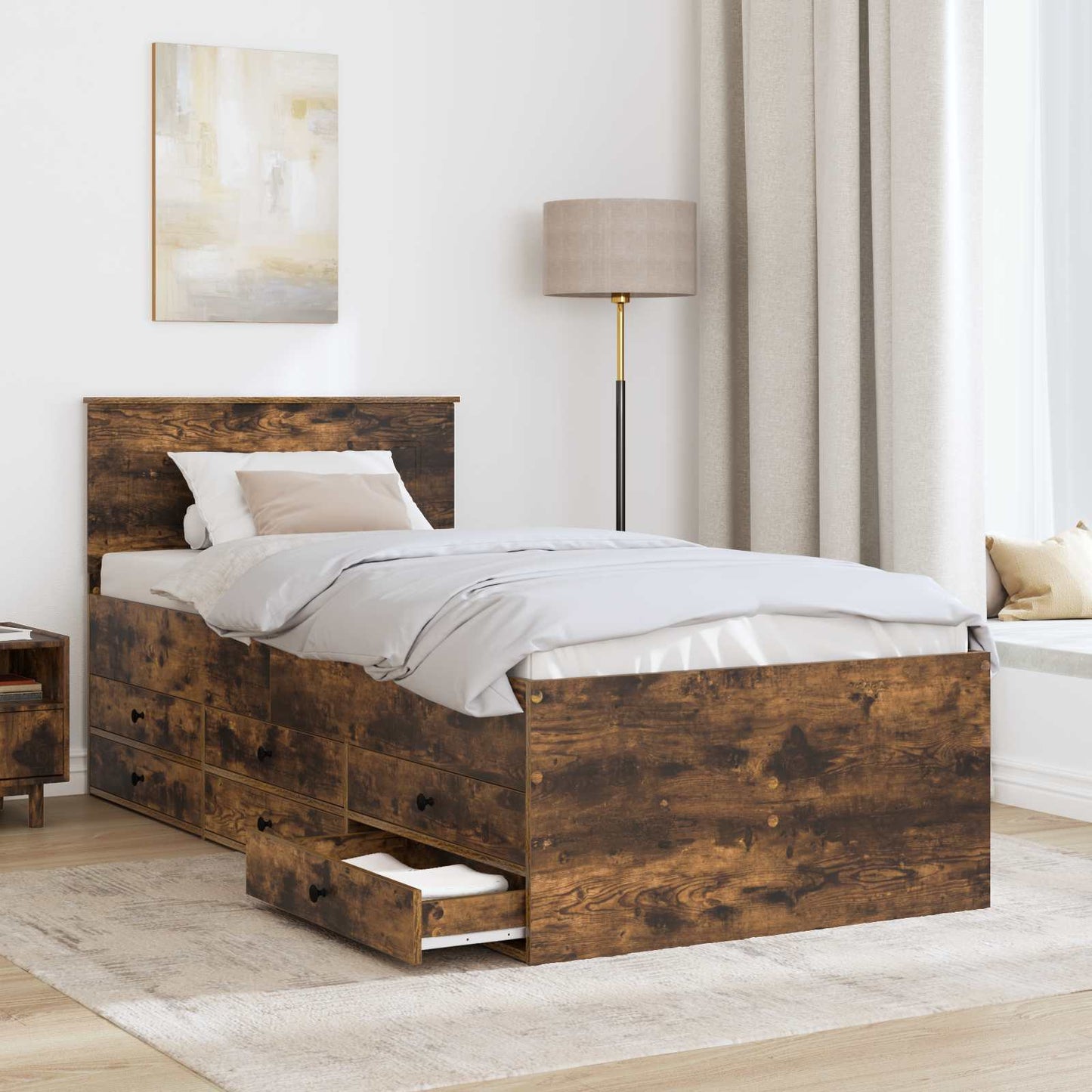 Daybed Manual Smoked Oak and Black 75 x 190 cm Engineered Wood