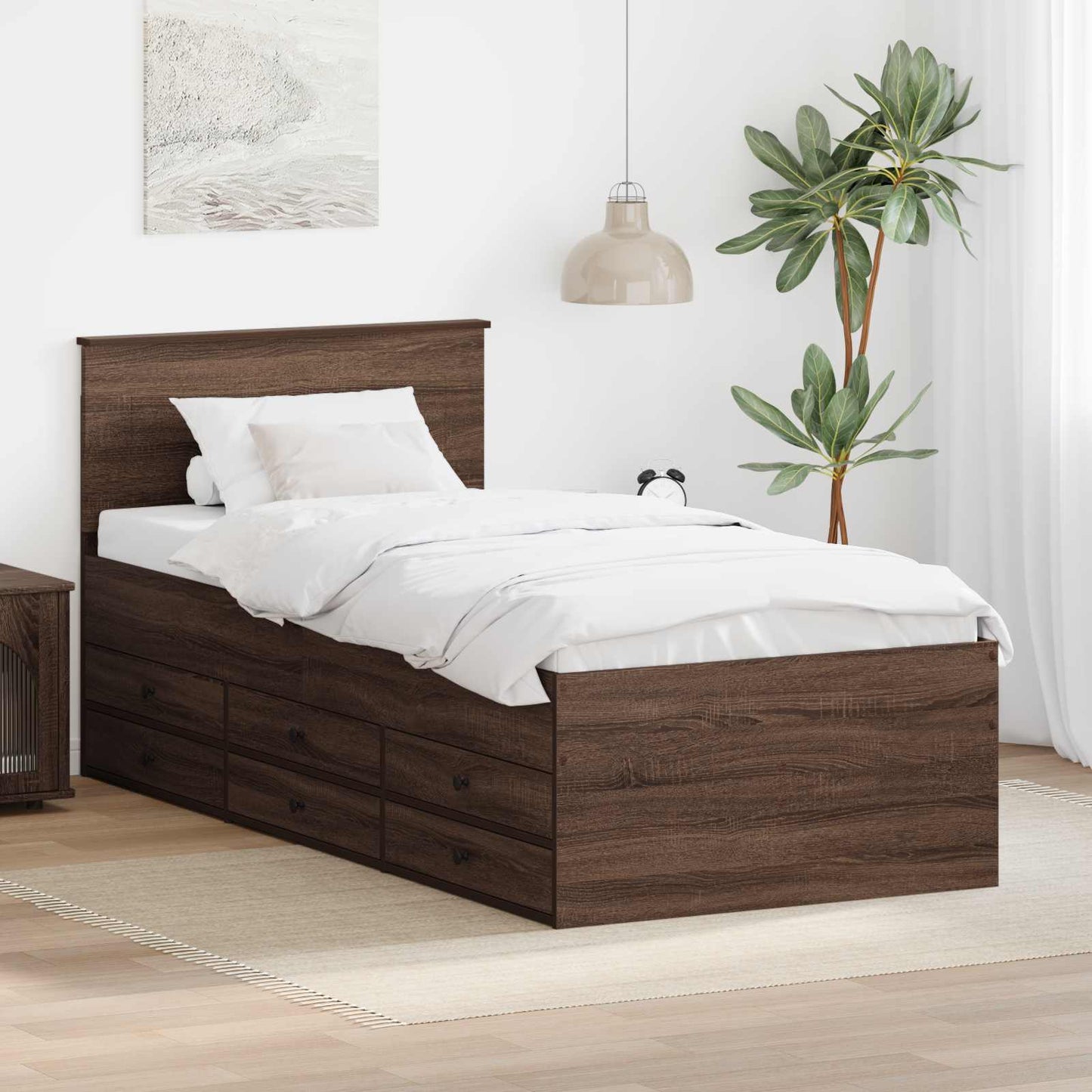 Daybed Manual Brown Oak and Black 75 x 190 cm Engineered Wood