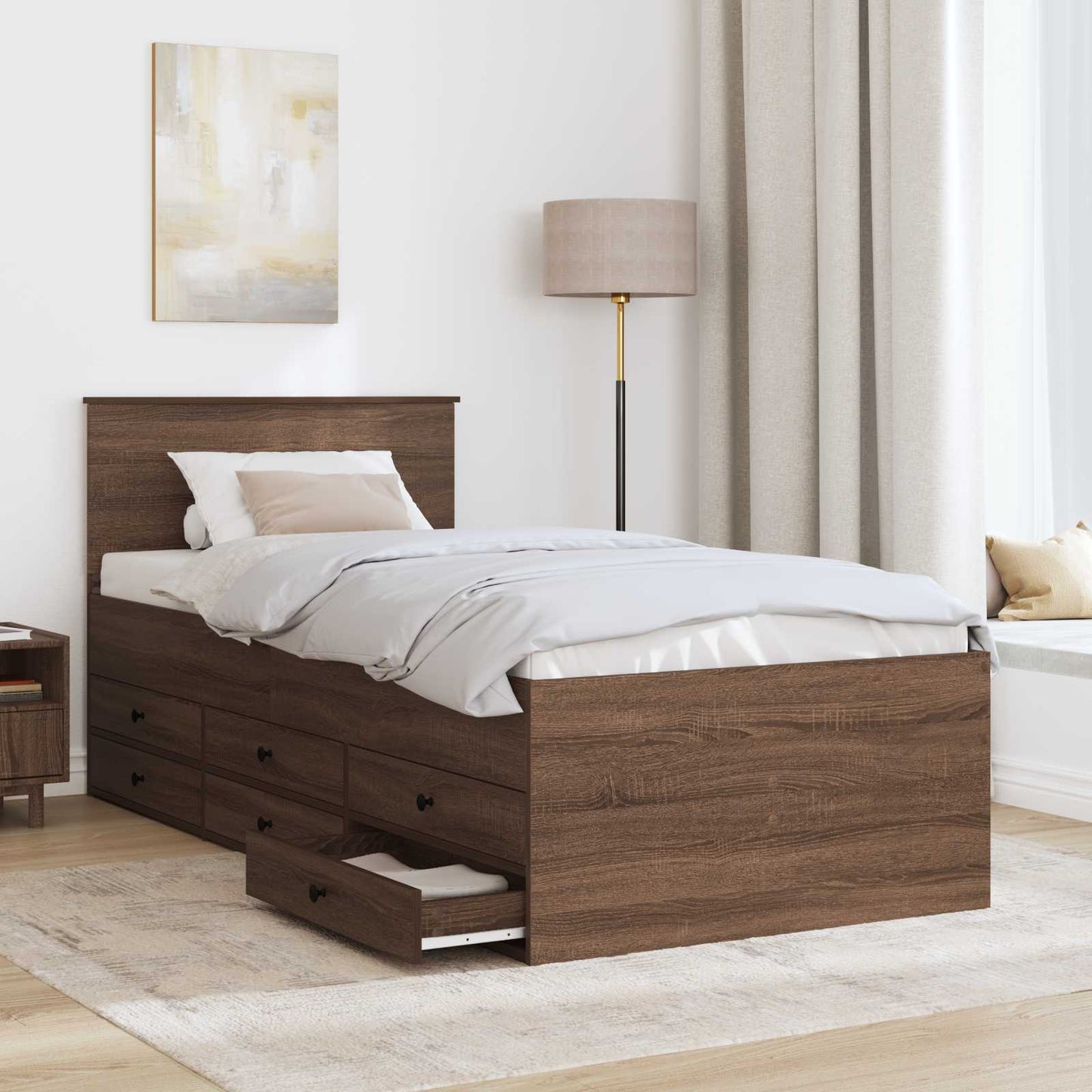 Daybed Manual Brown Oak and Black 75 x 190 cm Engineered Wood