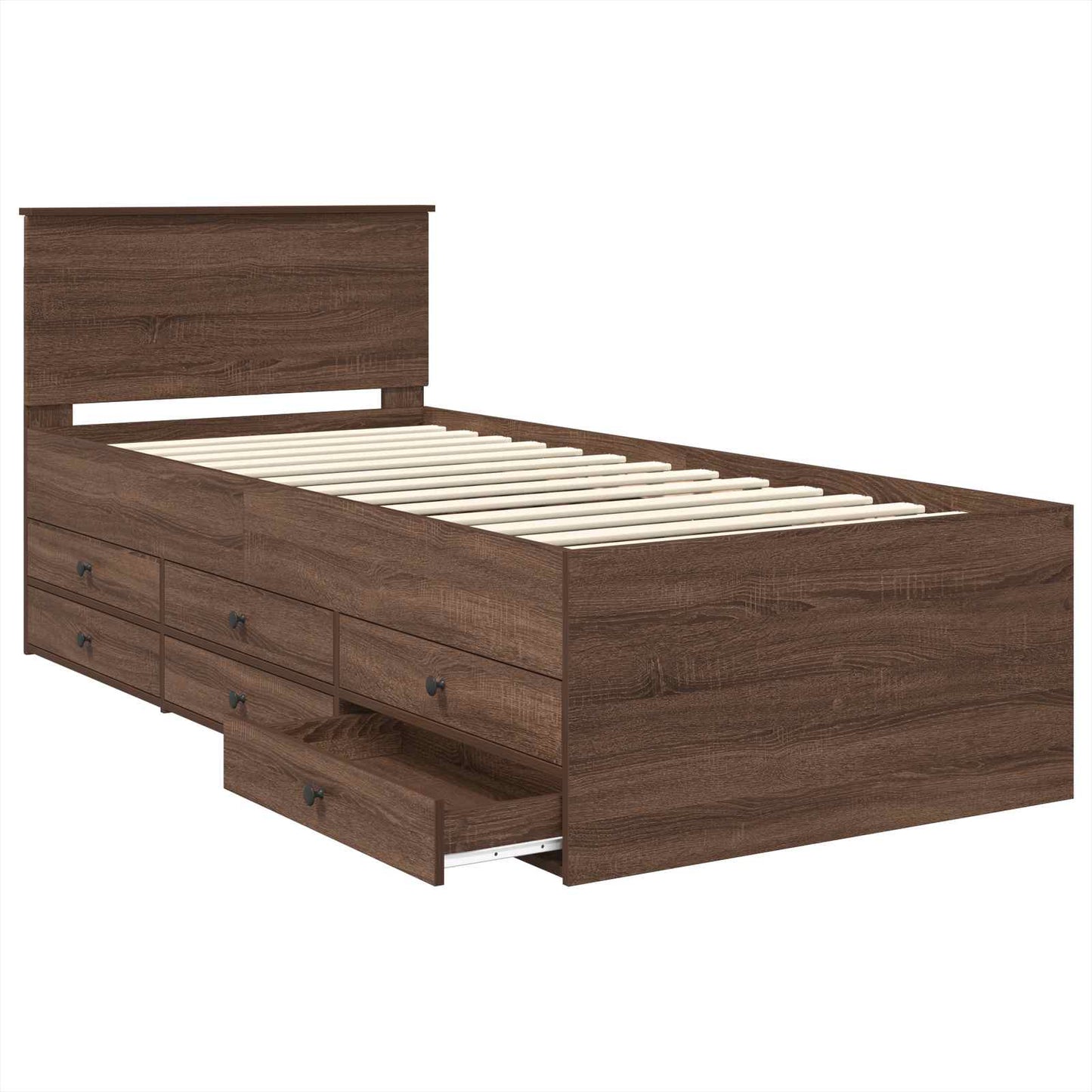 Daybed Manual Brown Oak and Black 75 x 190 cm Engineered Wood