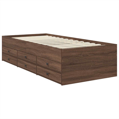 Daybed Manual Brown Oak and Black 75 x 190 cm Engineered Wood