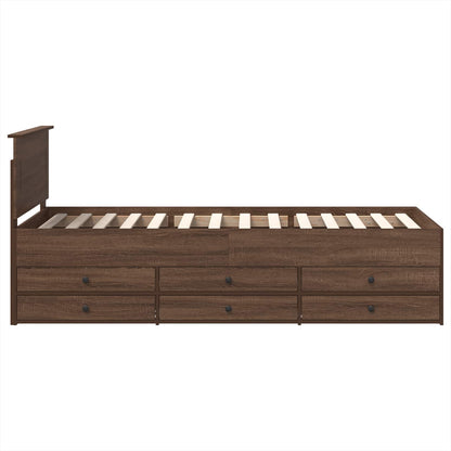 Daybed Manual Brown Oak and Black 75 x 190 cm Engineered Wood