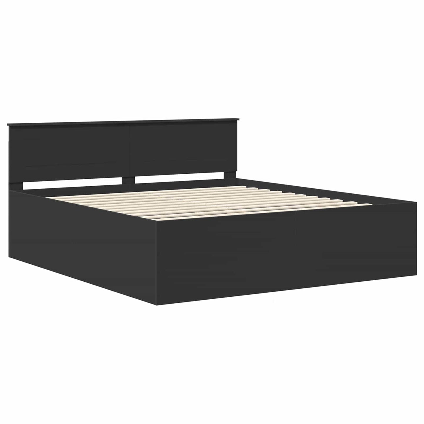 Bed Frame with Headboard Black 200 x 200 cm Engineered Wood