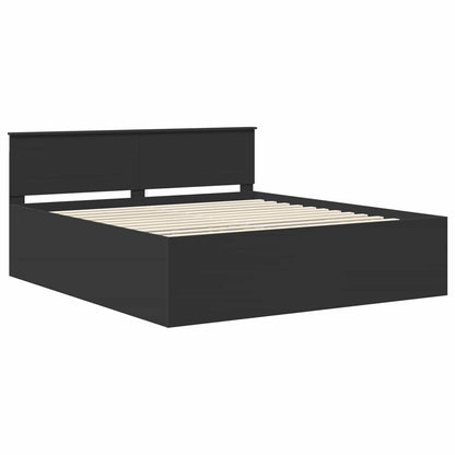 Bed Frame with Headboard Black 200 x 200 cm Engineered Wood