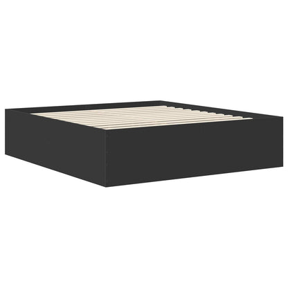Bed Frame with Headboard Black 200 x 200 cm Engineered Wood