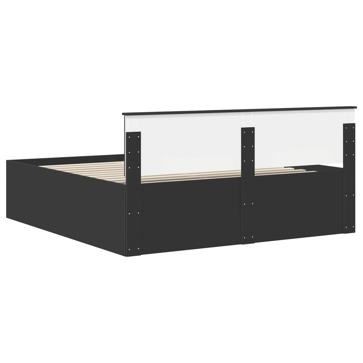 Bed Frame with Headboard Black 200 x 200 cm Engineered Wood