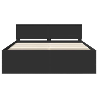 Bed Frame with Headboard Black 200 x 200 cm Engineered Wood