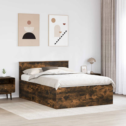 Bed Frame Smoked Oak 160 x 200 cm Engineered Wood