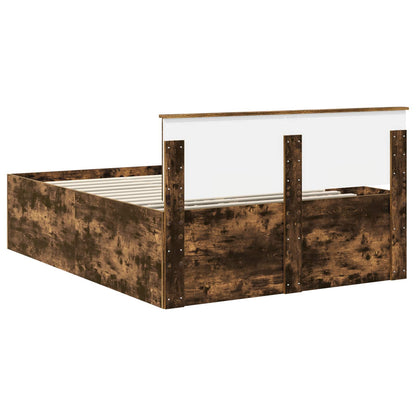 Bed Frame Smoked Oak 160 x 200 cm Engineered Wood