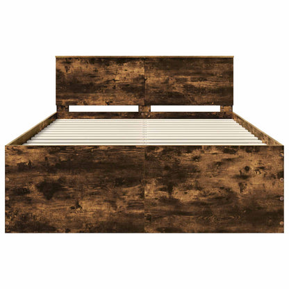 Bed Frame Smoked Oak 160 x 200 cm Engineered Wood
