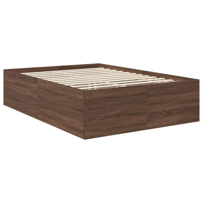 Bed Frame with Headboard Brown Oak 150 x 200 cm Engineered Wood