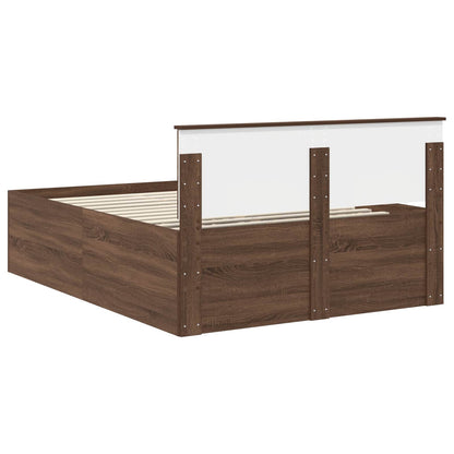 Bed Frame with Headboard Brown Oak 150 x 200 cm Engineered Wood