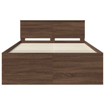 Bed Frame with Headboard Brown Oak 150 x 200 cm Engineered Wood