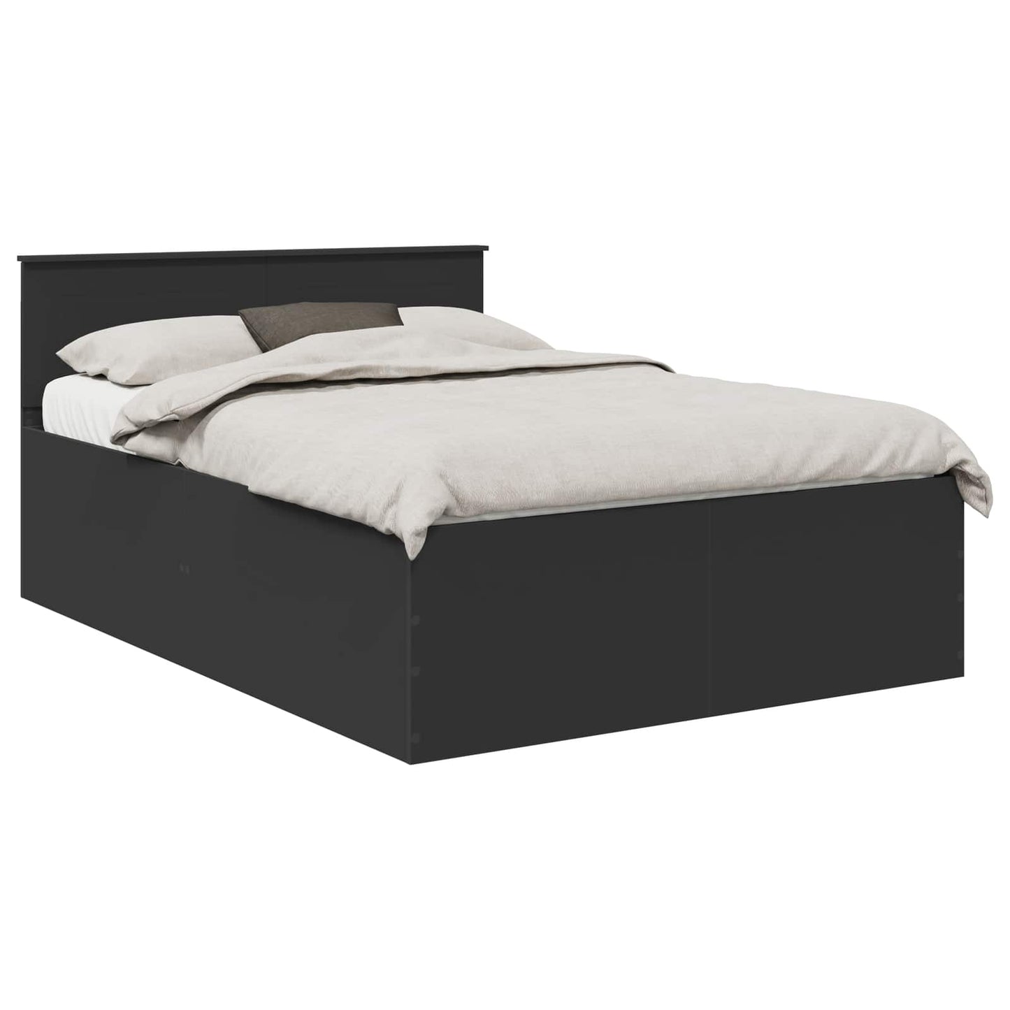 Bed Frame with Headboard Black 140 x 190 cm Engineered Wood
