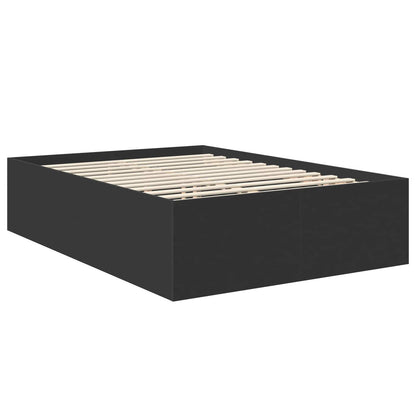 Bed Frame with Headboard Black 140 x 190 cm Engineered Wood