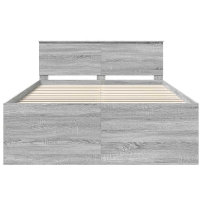 Bed Frame Grey Sonoma 140 x 190 cm Engineered Wood