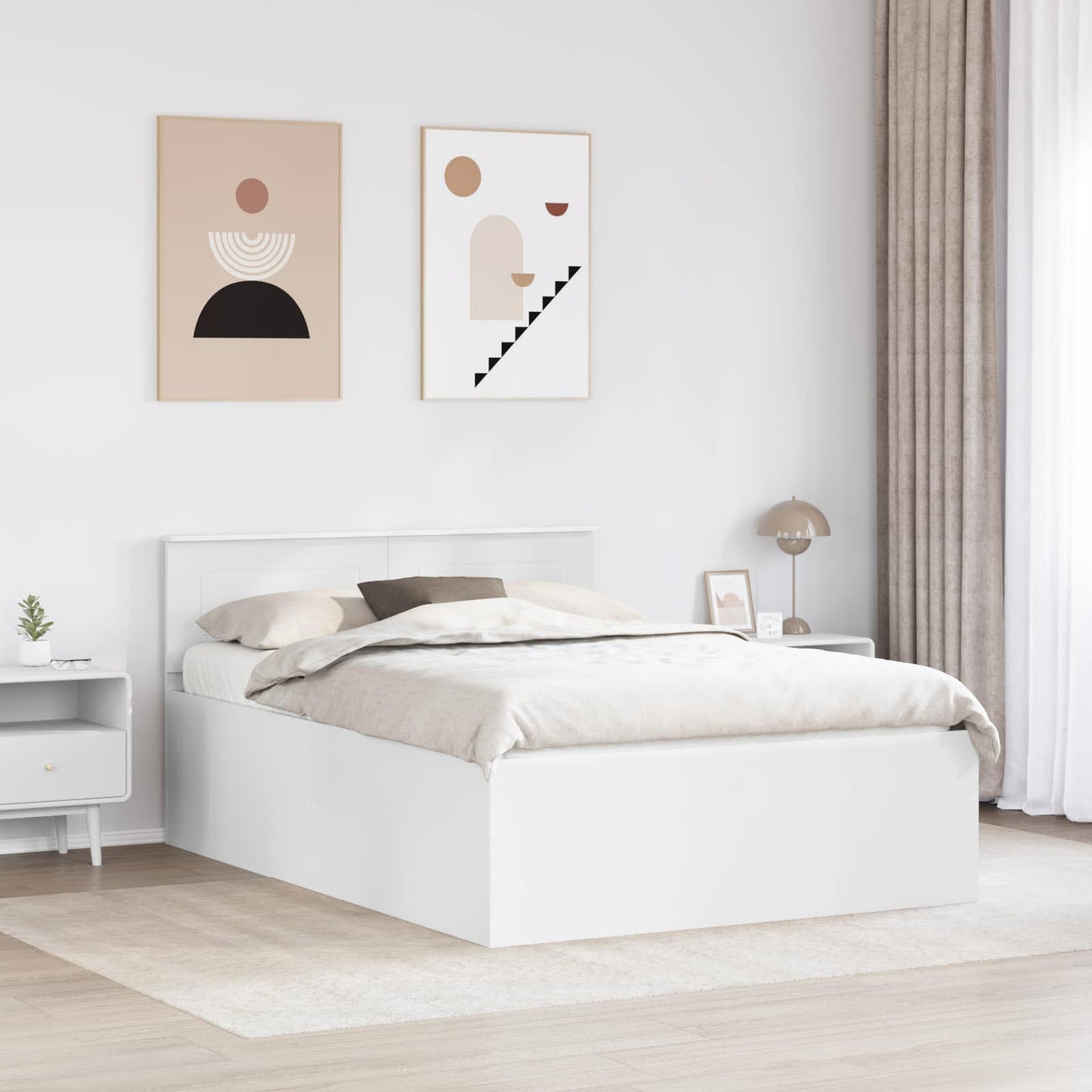 Bed Frame with Headboard White 140 x 200 cm Engineered Wood